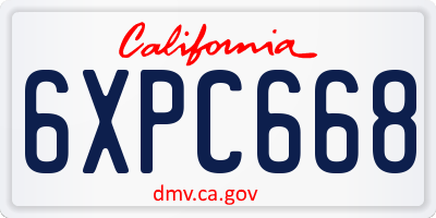 CA license plate 6XPC668