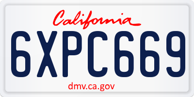 CA license plate 6XPC669