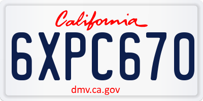 CA license plate 6XPC670