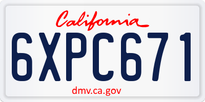 CA license plate 6XPC671