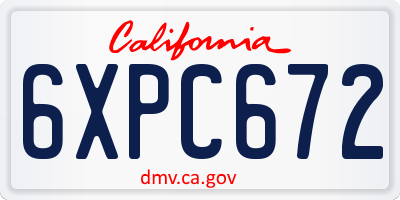 CA license plate 6XPC672