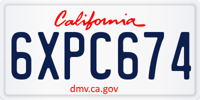 CA license plate 6XPC674