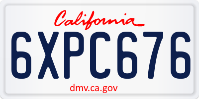 CA license plate 6XPC676