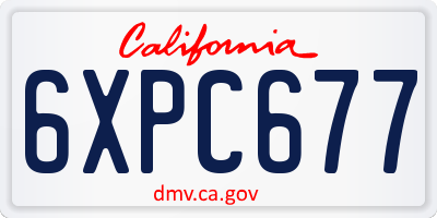 CA license plate 6XPC677
