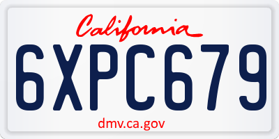 CA license plate 6XPC679