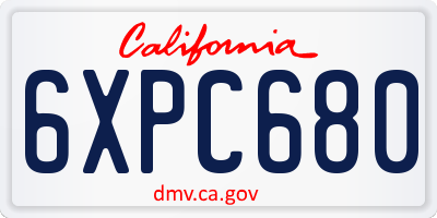 CA license plate 6XPC680