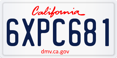 CA license plate 6XPC681