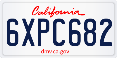 CA license plate 6XPC682