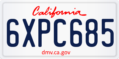CA license plate 6XPC685