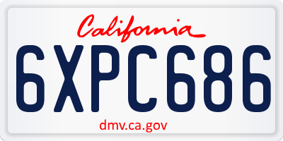 CA license plate 6XPC686