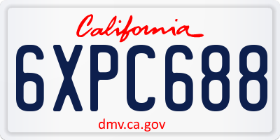 CA license plate 6XPC688