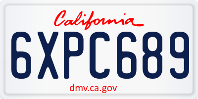 CA license plate 6XPC689