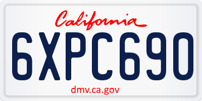 CA license plate 6XPC690