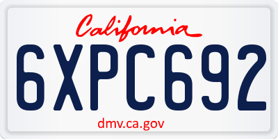 CA license plate 6XPC692