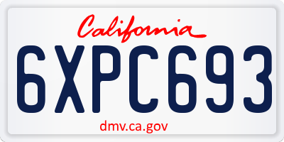 CA license plate 6XPC693