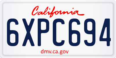 CA license plate 6XPC694