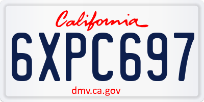 CA license plate 6XPC697