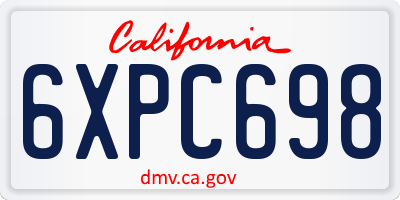 CA license plate 6XPC698