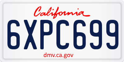 CA license plate 6XPC699