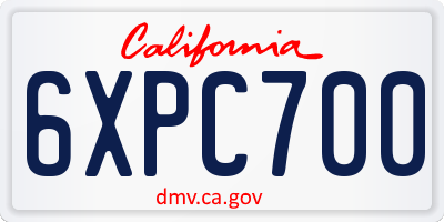CA license plate 6XPC700
