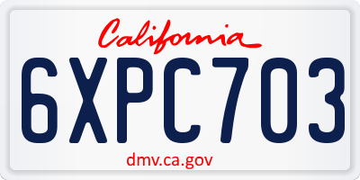 CA license plate 6XPC703