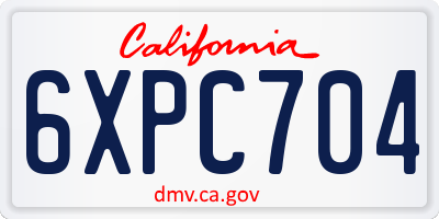 CA license plate 6XPC704