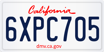 CA license plate 6XPC705