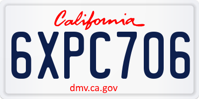 CA license plate 6XPC706