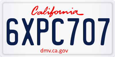 CA license plate 6XPC707