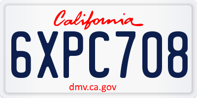 CA license plate 6XPC708