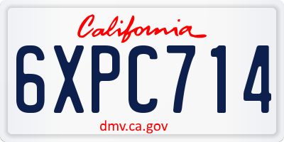 CA license plate 6XPC714