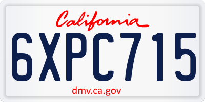 CA license plate 6XPC715