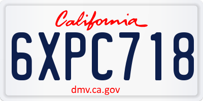 CA license plate 6XPC718