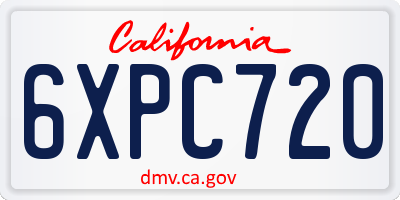 CA license plate 6XPC720