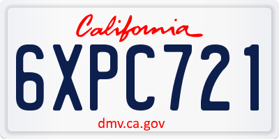 CA license plate 6XPC721