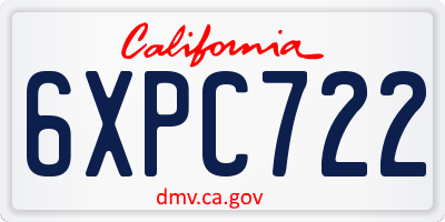 CA license plate 6XPC722