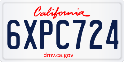 CA license plate 6XPC724