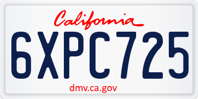 CA license plate 6XPC725