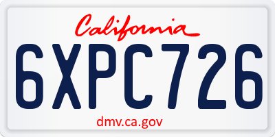 CA license plate 6XPC726