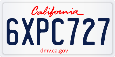 CA license plate 6XPC727