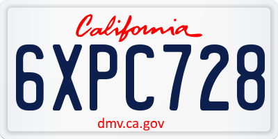 CA license plate 6XPC728