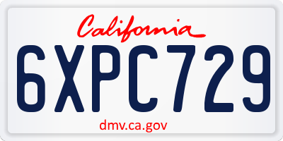 CA license plate 6XPC729