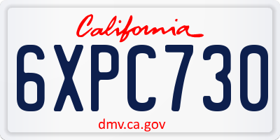 CA license plate 6XPC730