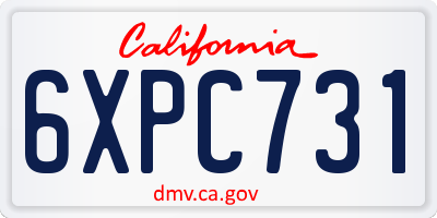 CA license plate 6XPC731
