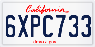 CA license plate 6XPC733