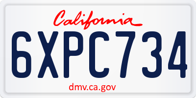 CA license plate 6XPC734
