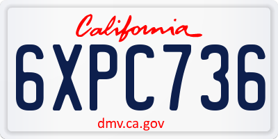 CA license plate 6XPC736