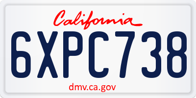 CA license plate 6XPC738