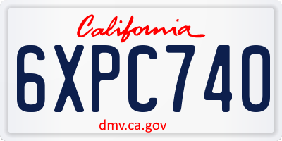 CA license plate 6XPC740