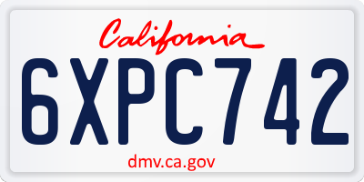 CA license plate 6XPC742